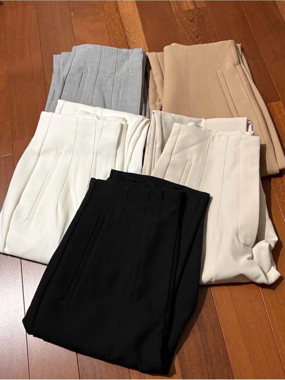 Zara Tailored High-Waist Trousers — Black, White, Gray & Tan Mix